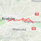 Mapa Kraków - Niepołomice - głównie bursztynowym